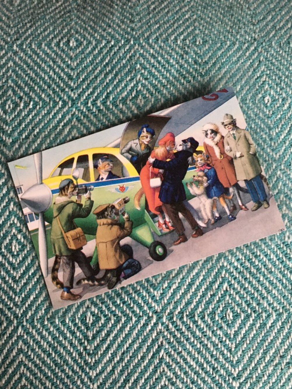 Vintage Alfred Mainzer Anthropomorphic Airplane Arrival Postcard